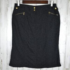 Y2K Vintage Express Wool Blend Skirt 6 Small Charcoal Black Dark Academia Grunge